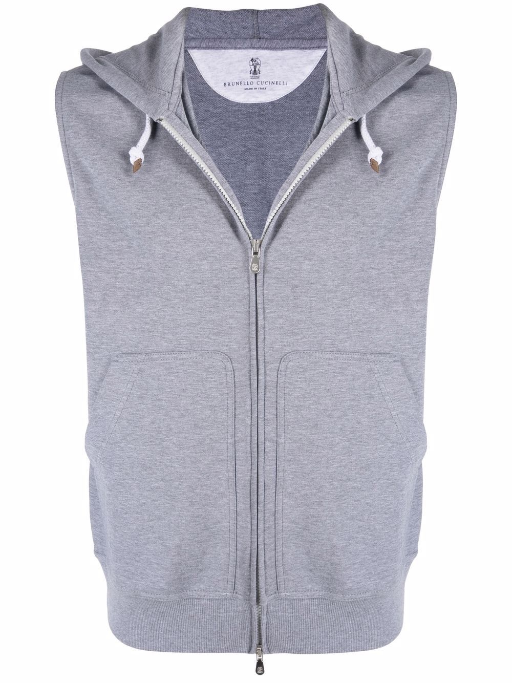 zipped hooded vest - 1