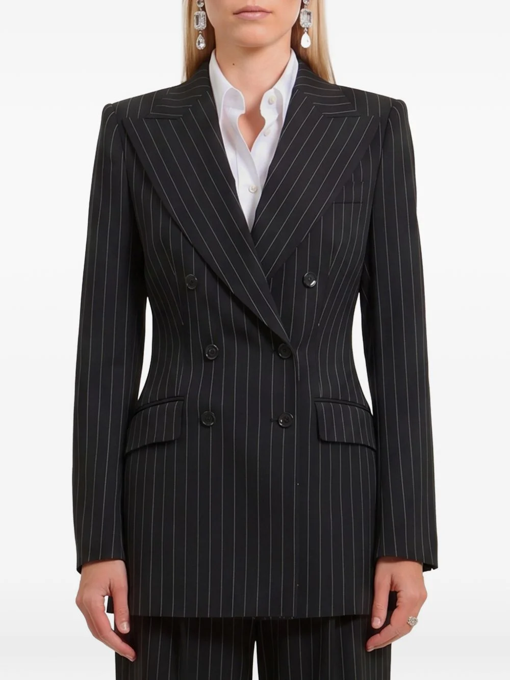 double-breasted chalk-stripe jacket - 1