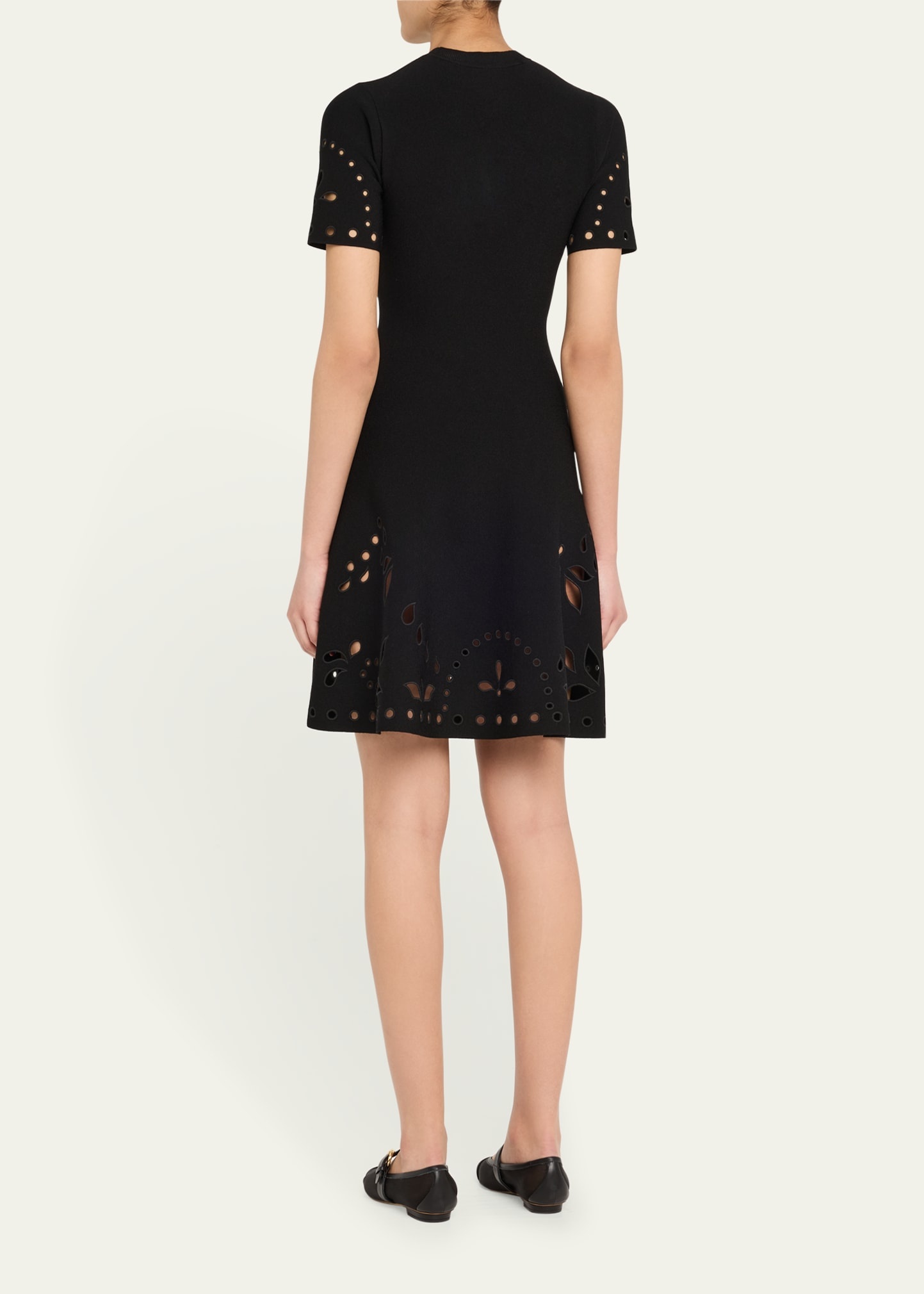 Fania Short-Sleeve Eyelet Mini Dress - 3