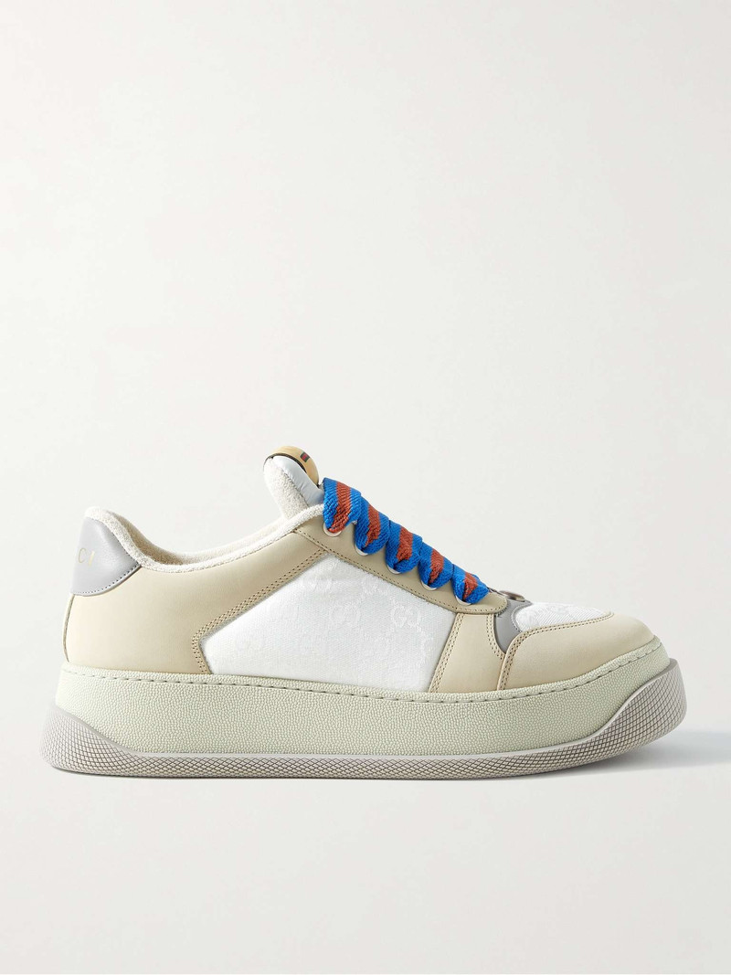 Screener Monogrammed Canvas and Leather Sneakers - 1