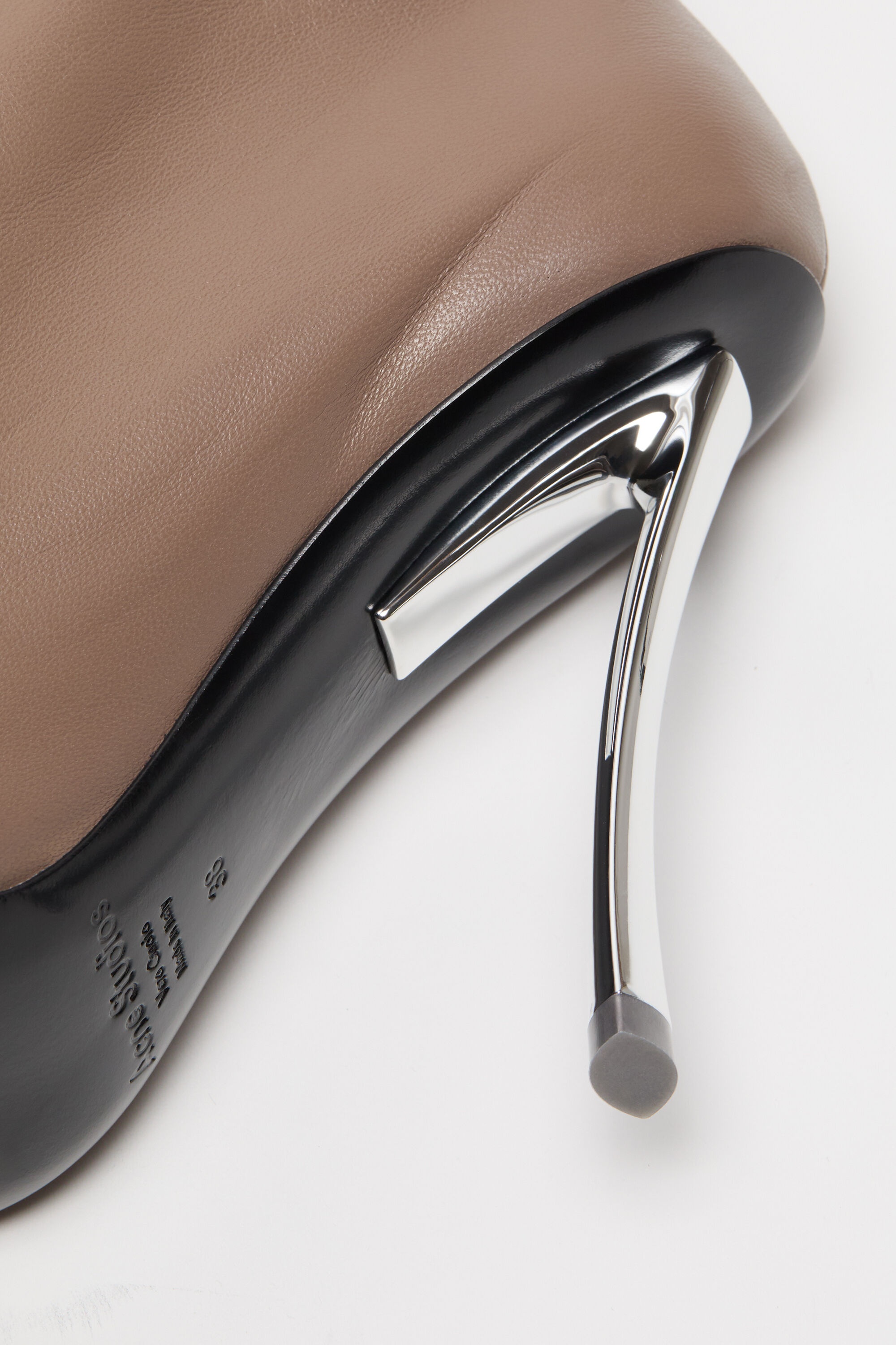 Leather zip heels - Taupe Brown - 5