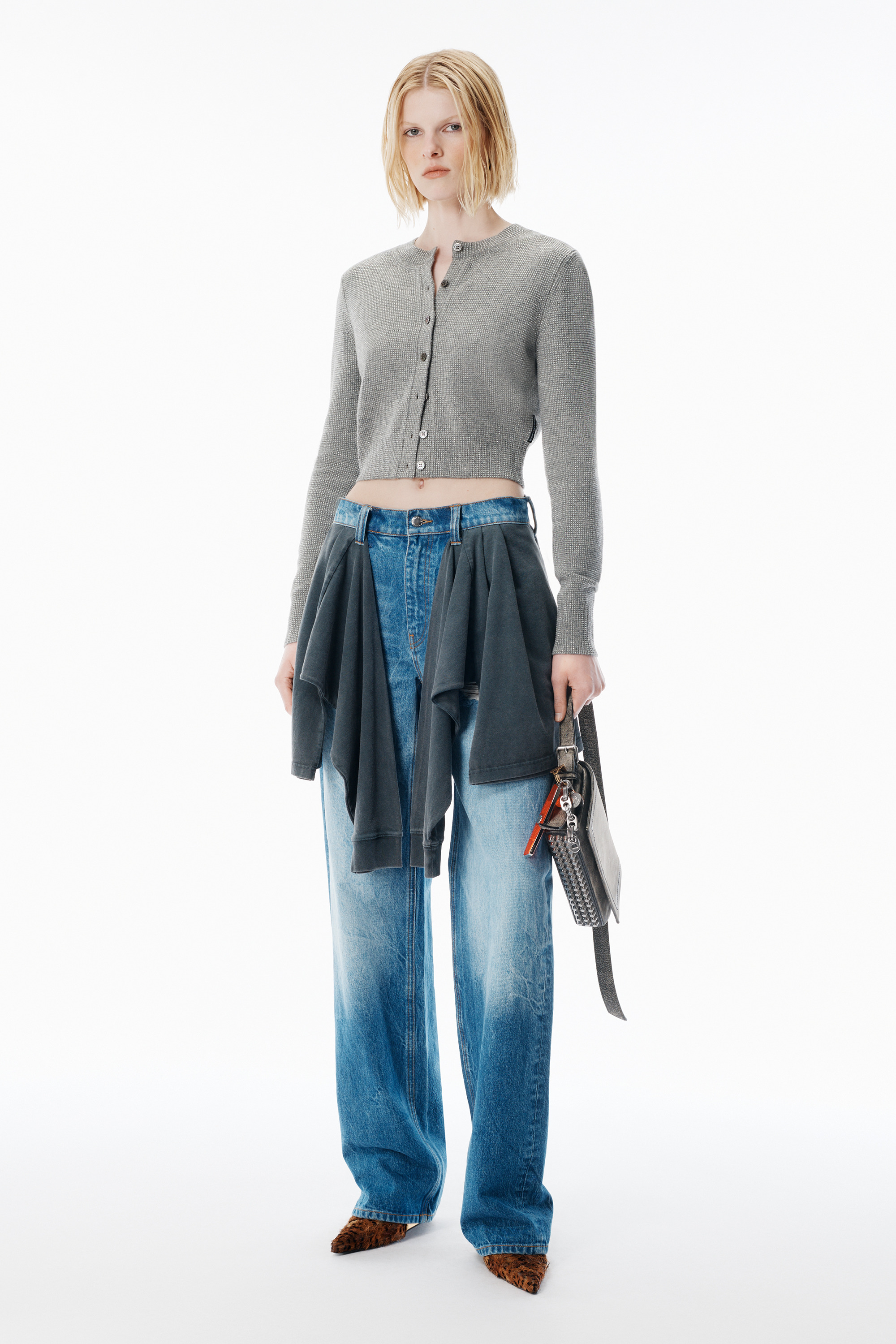 Grey Wool-Blend Hotfix Cardigan - 5