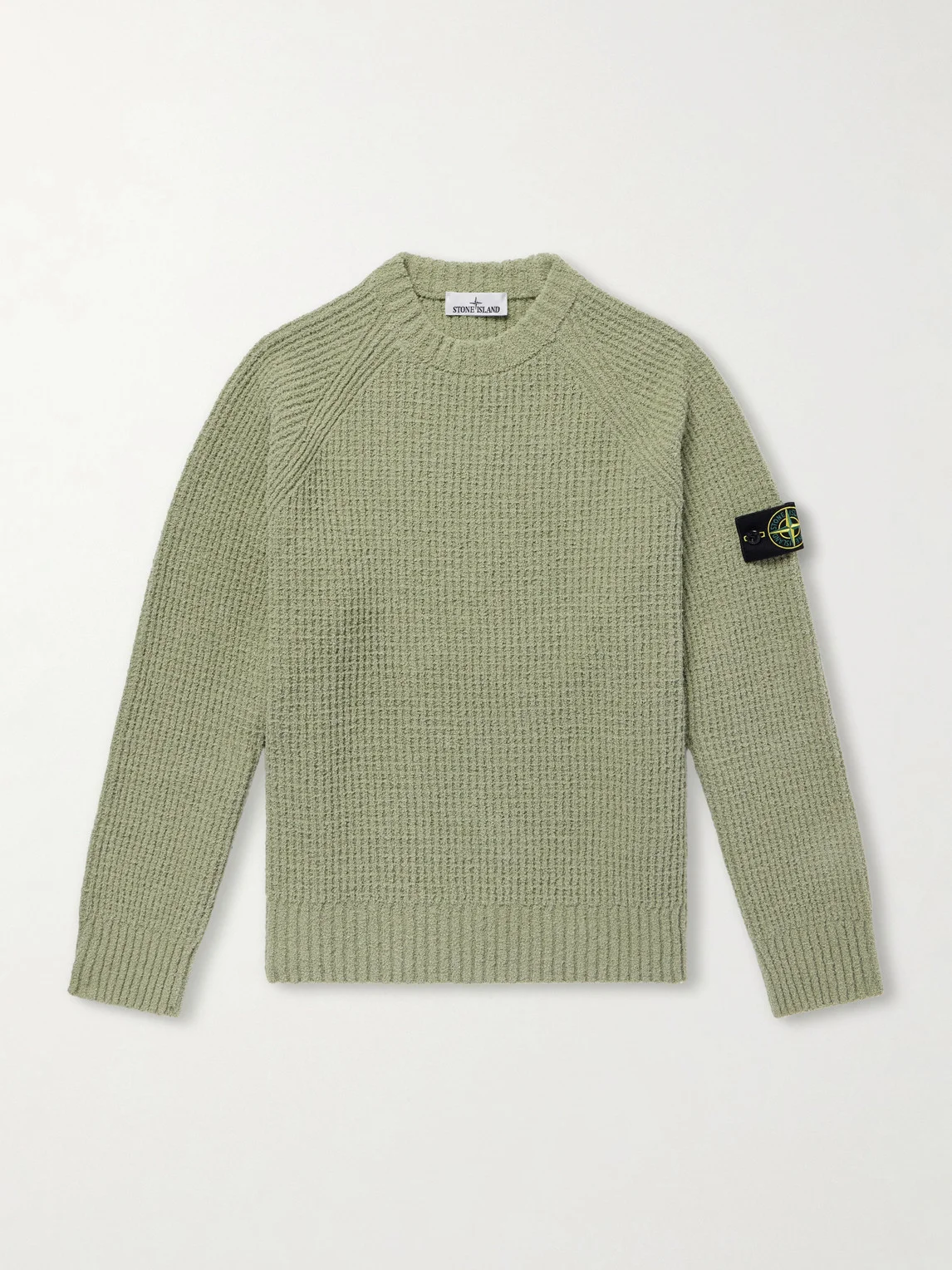 Logo-Appliquéd Ribbed Cotton-Bouclé Sweater - 1