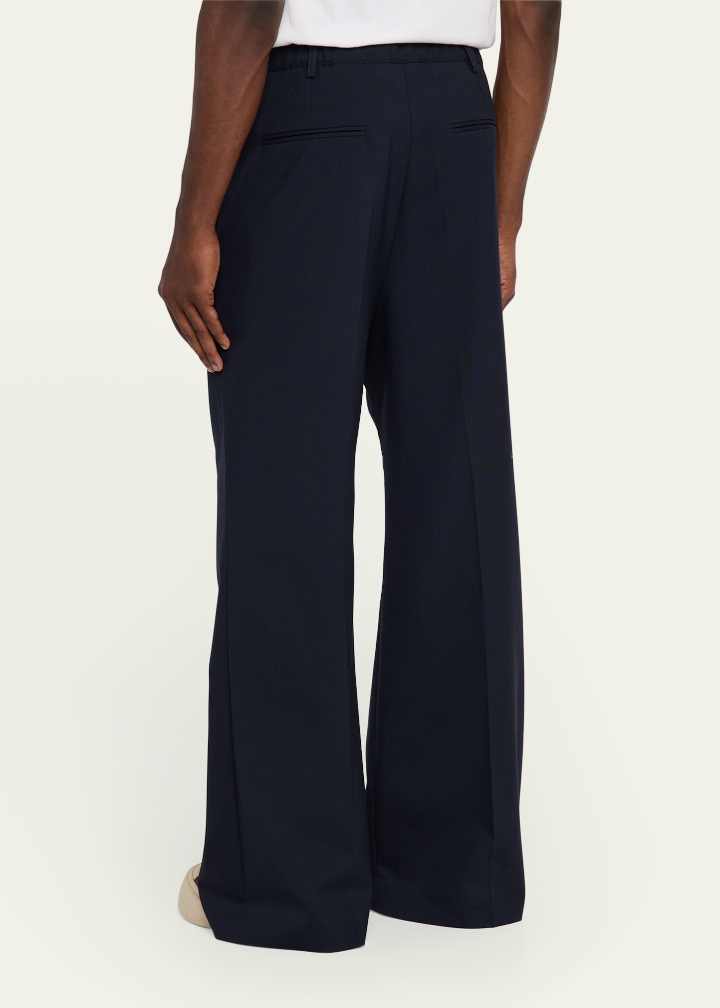 Men's Wool High-Waist Drawstring Flare Pants - 3