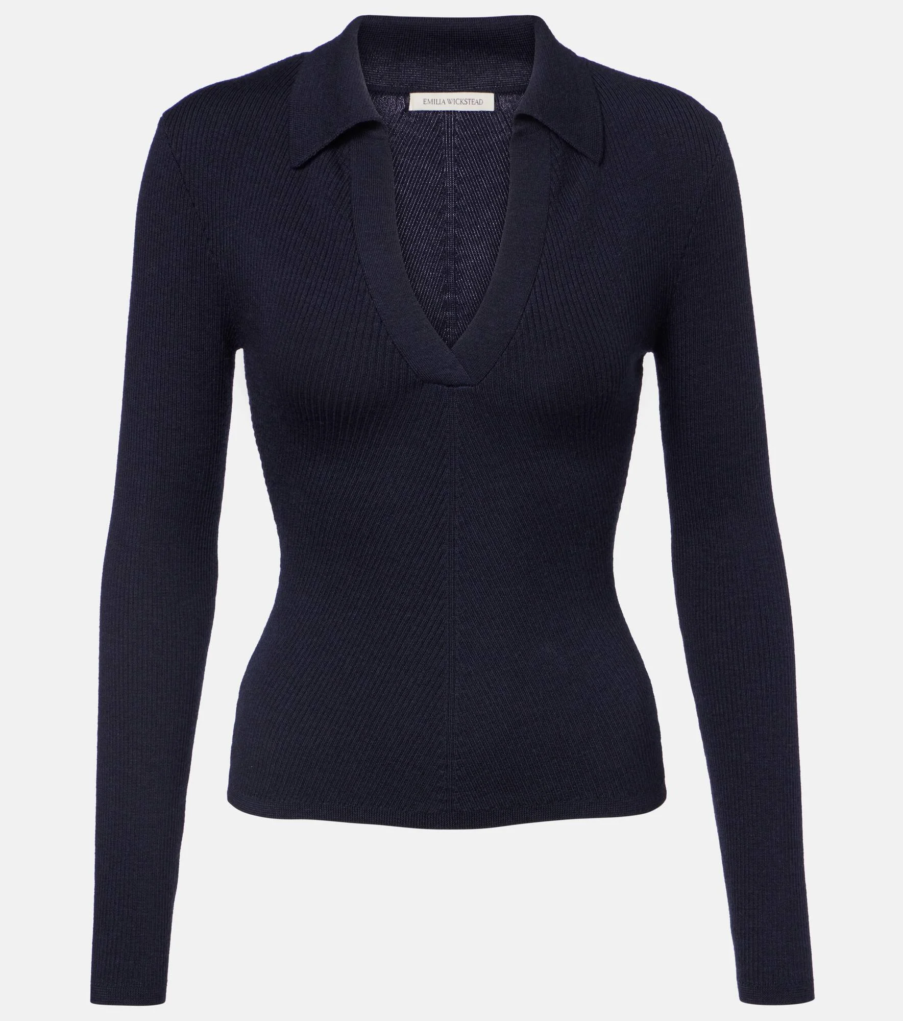 Austin ribbed-knit wool polo sweater - 1