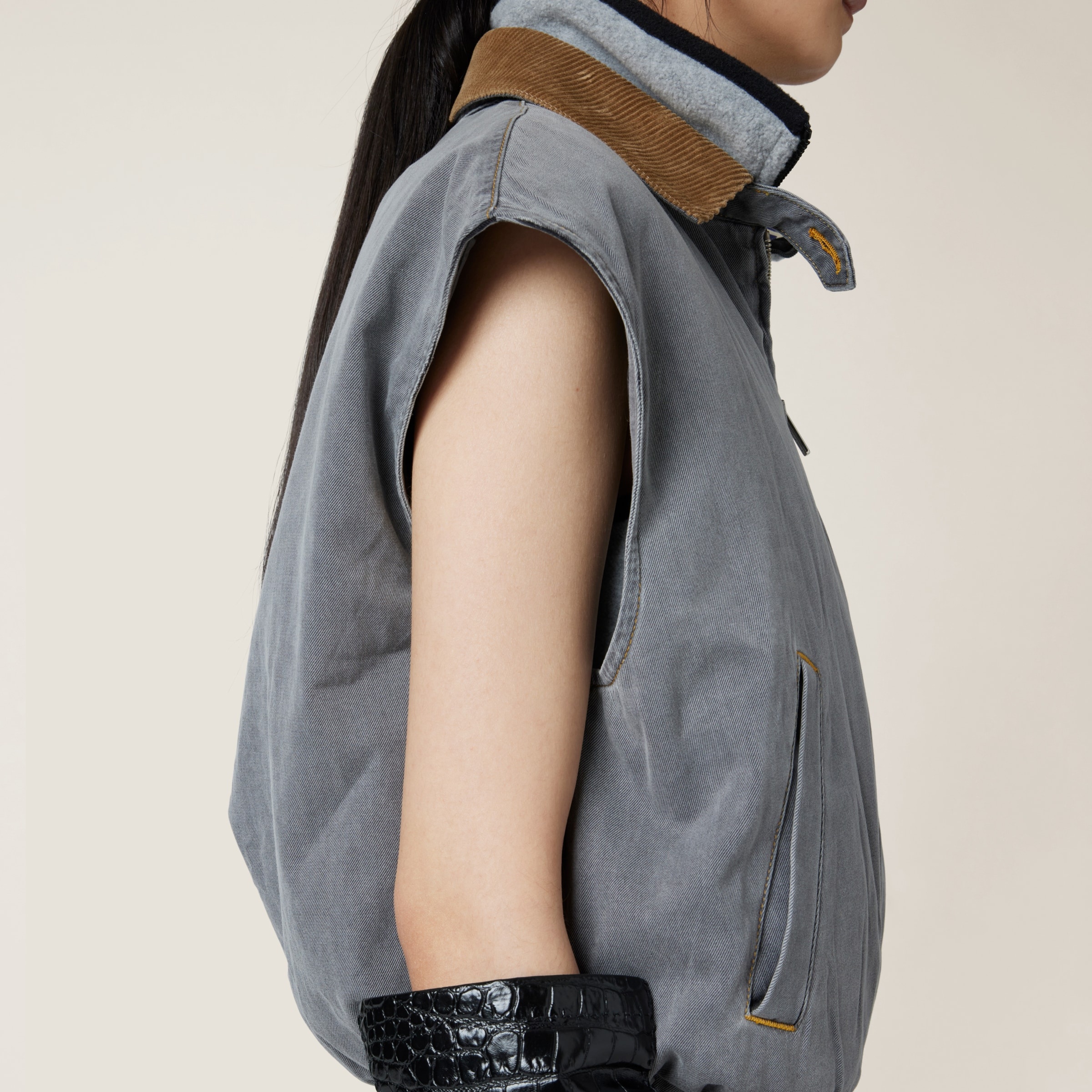 Chambray blouson vest - 6
