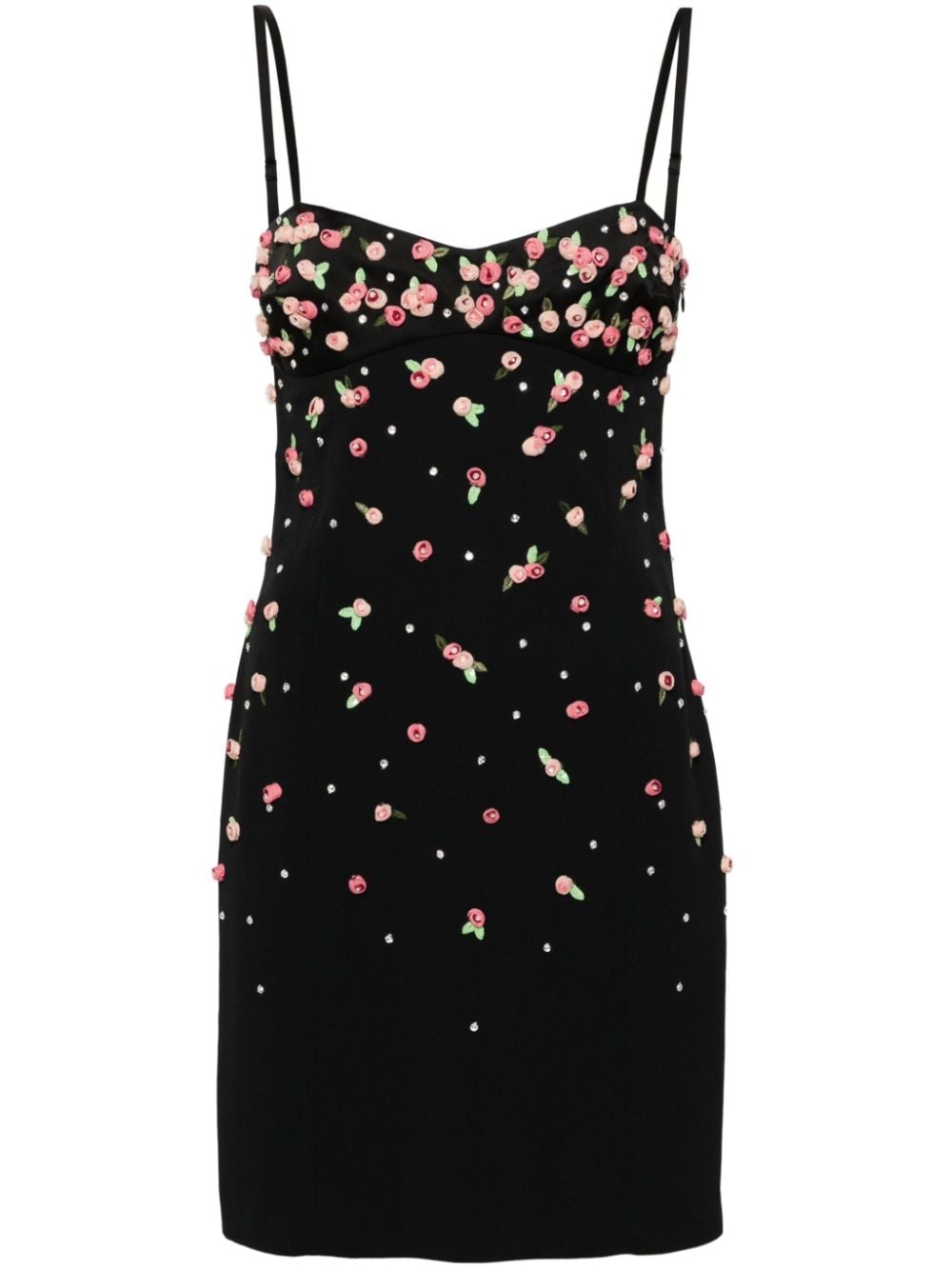 floral-appliqué mini dress - 1