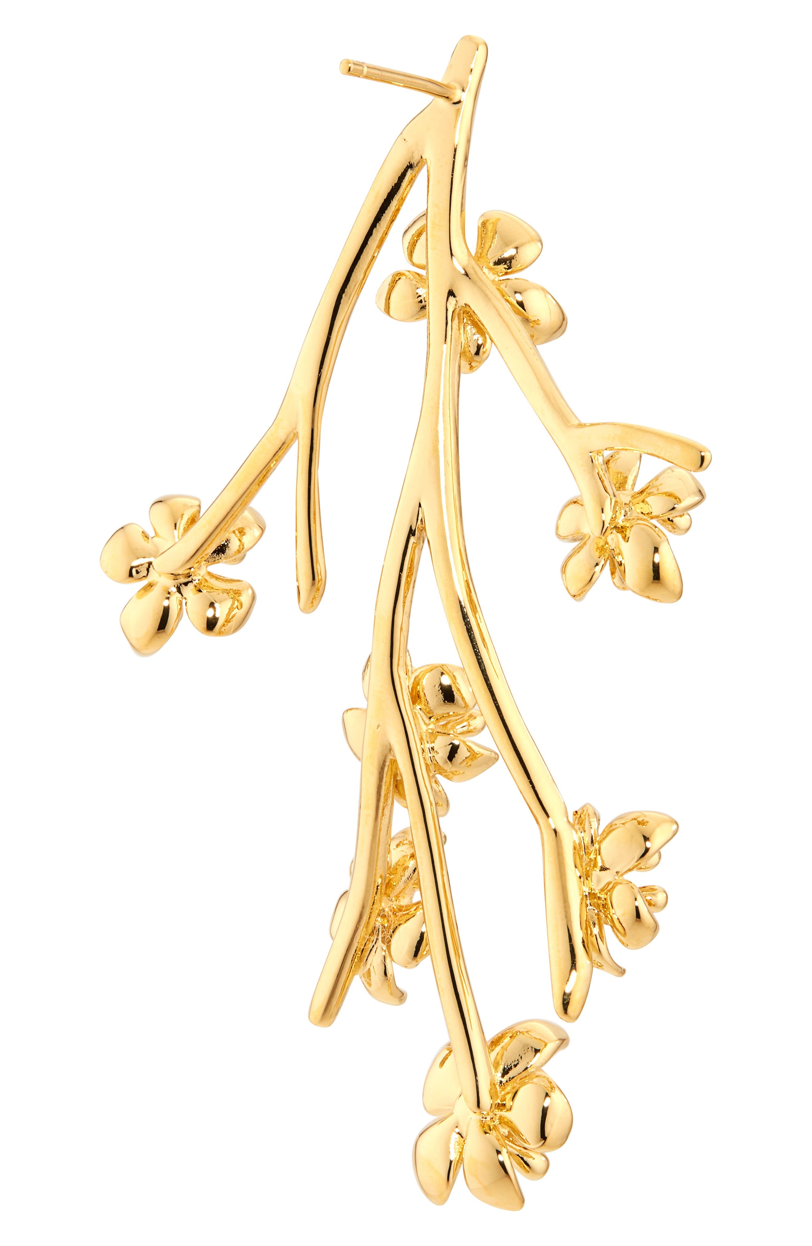Oscar de la Renta Cherry Blossom Branch Earring in Yellow Gold at Nordstrom - 4