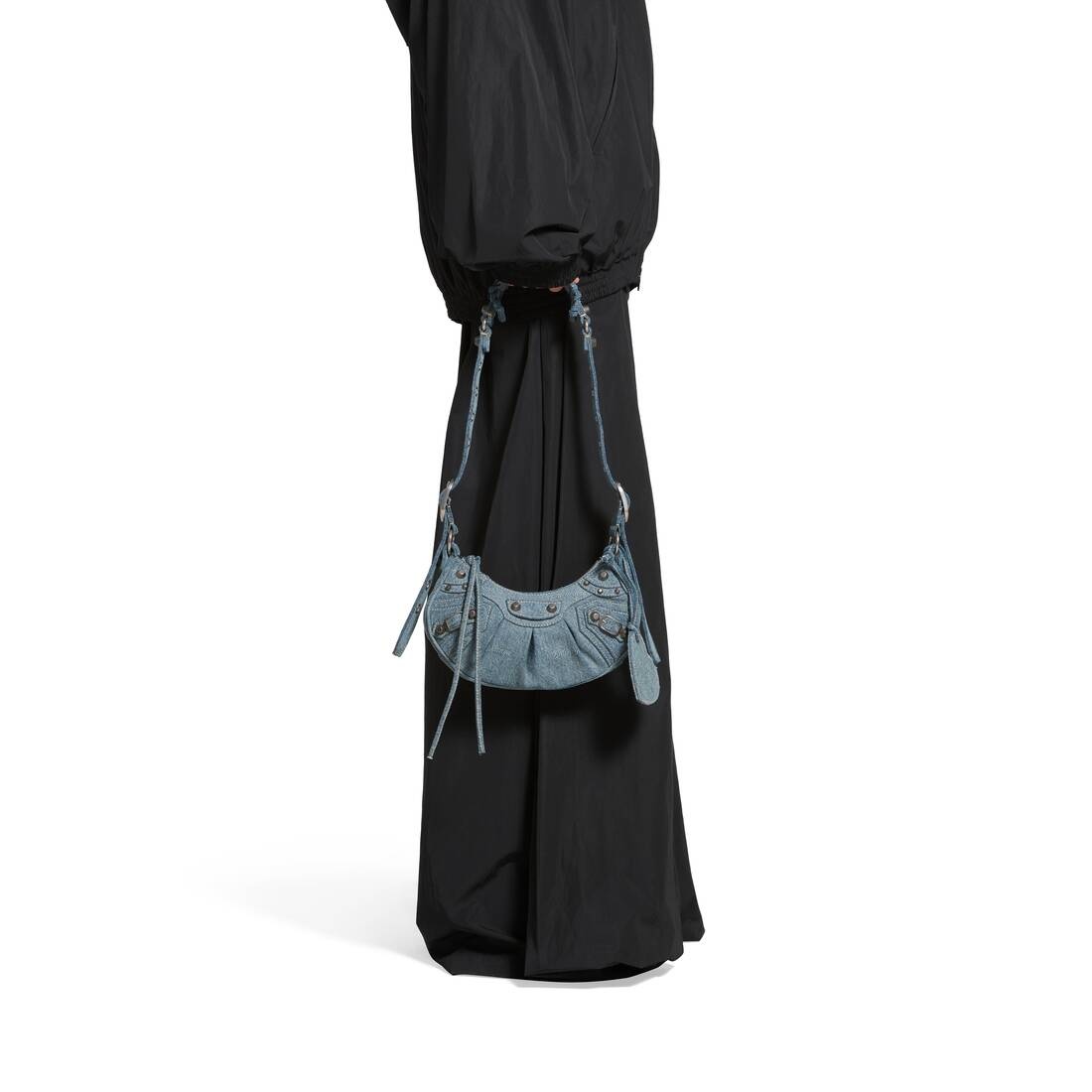 Women's Le Cagole Xs Shoulder Bag Girly Allover Denim in Light Blue - 4