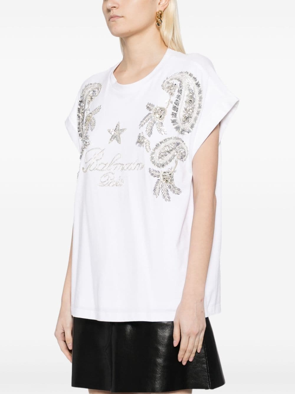 crystal-embellished cotton T-shirt - 3