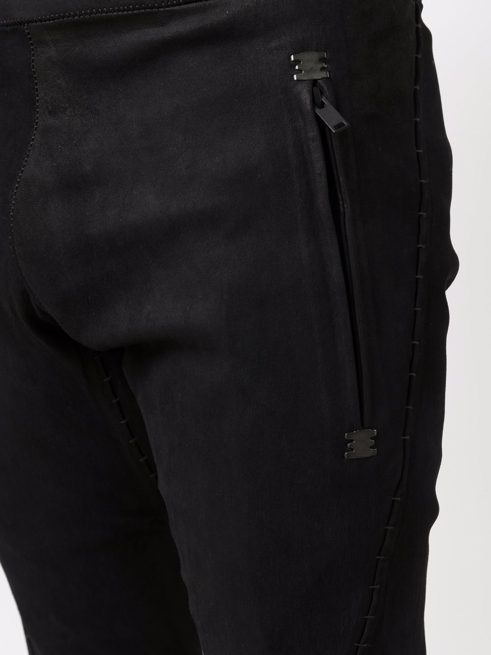 slim-cut lambskin trousers - 5