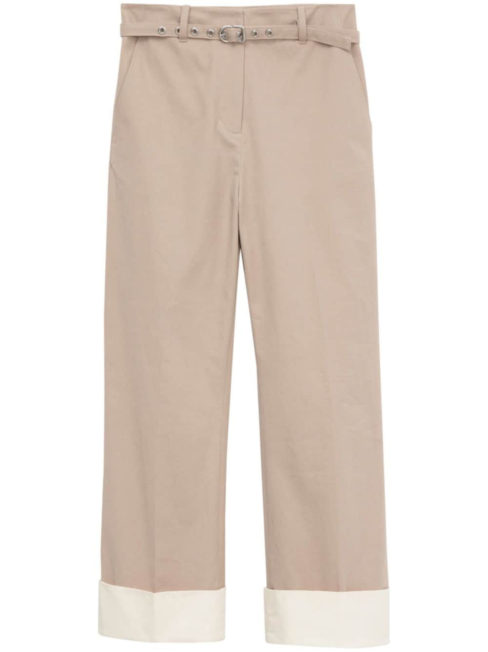 belted cotton flared trousers - 1