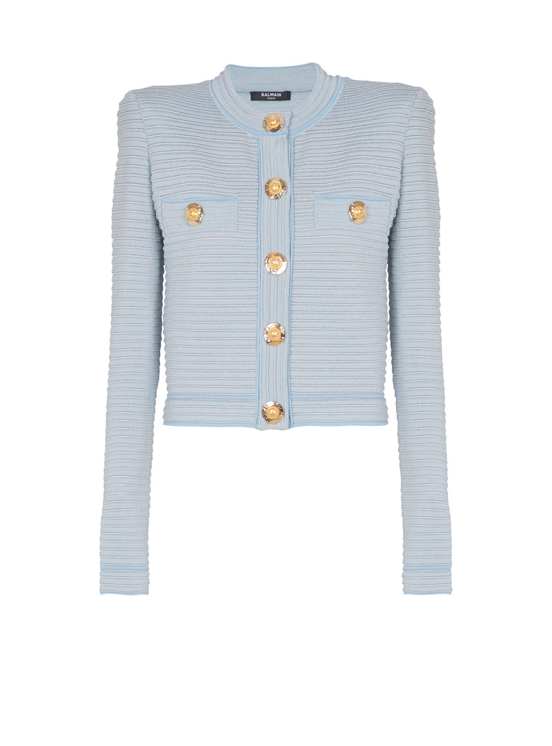 Long-sleeved textured knit cardigan 1
