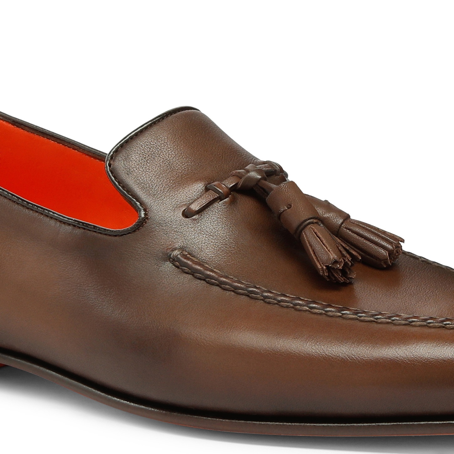 Men's polished brown leather tassel loafer - 6