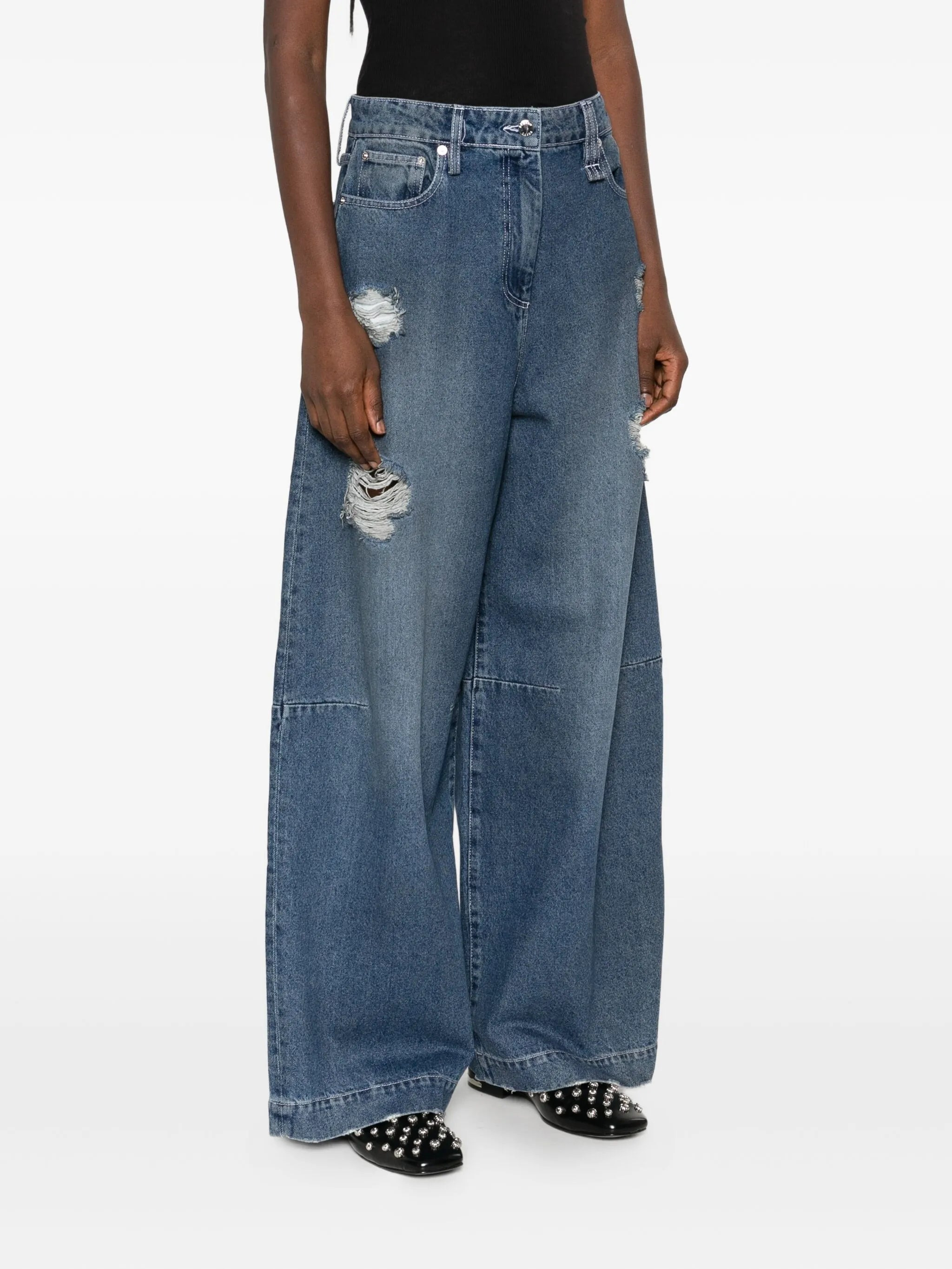 Simone Rocha Distressed Frayed Jeans - 4
