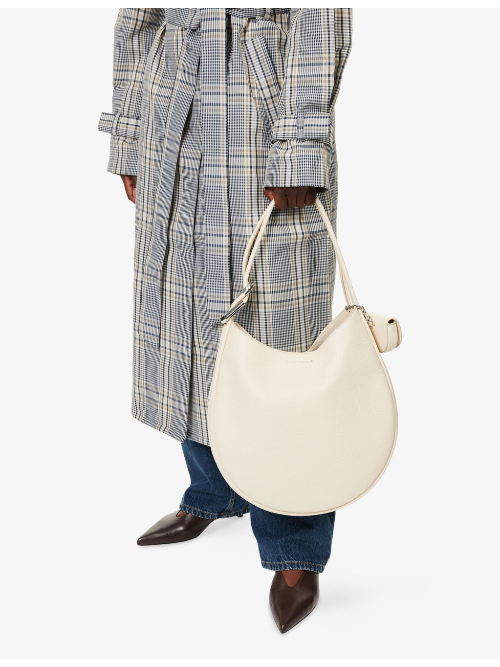 Large Crescent Leather Tote Bag - 2