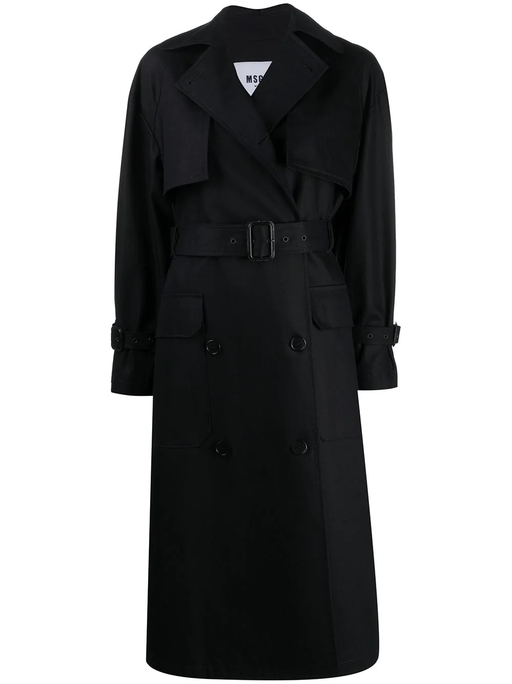 double-breasted belted trench coat - 1