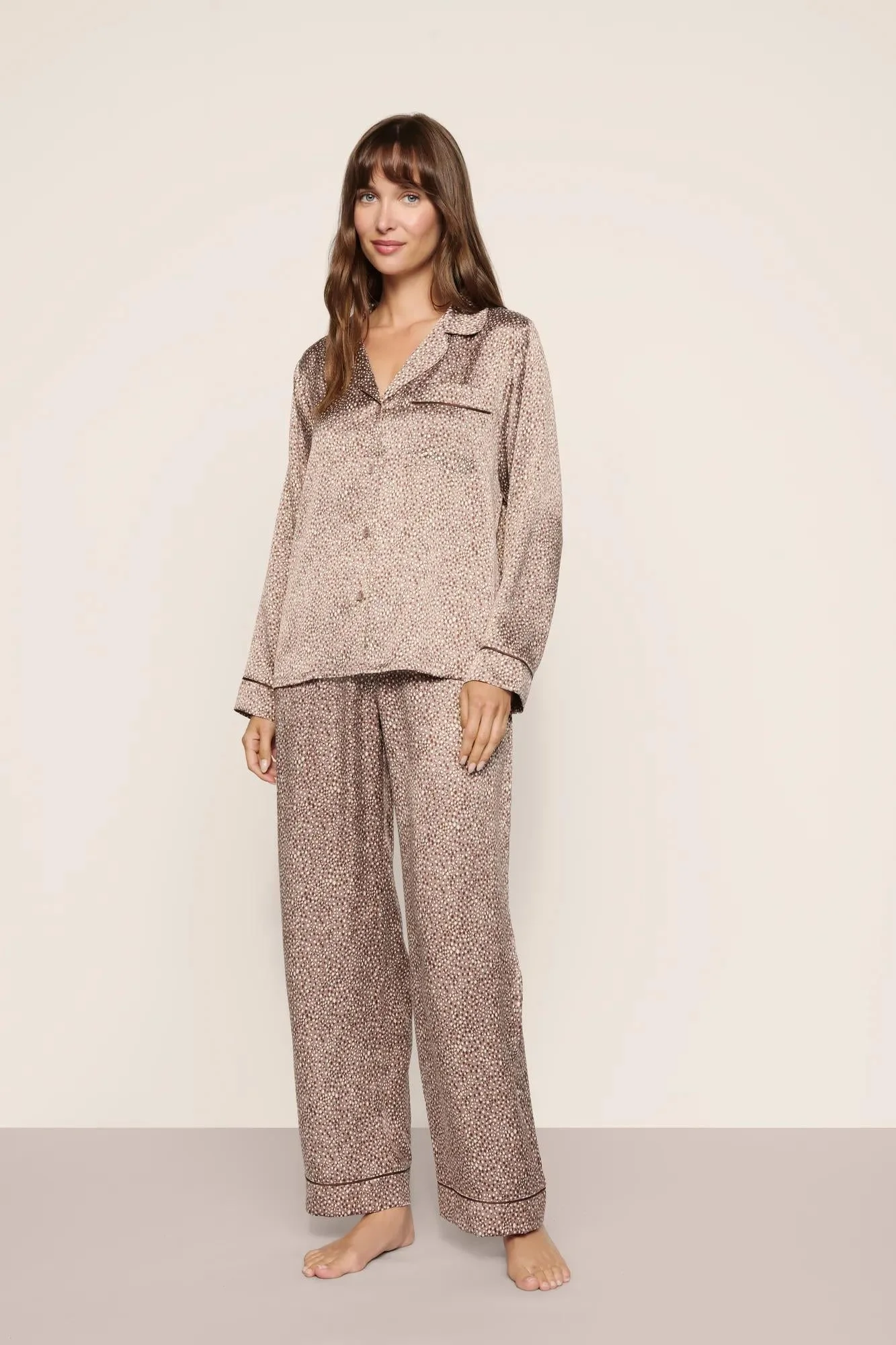 Inez Washable Silk Printed Long PJ Set - 1