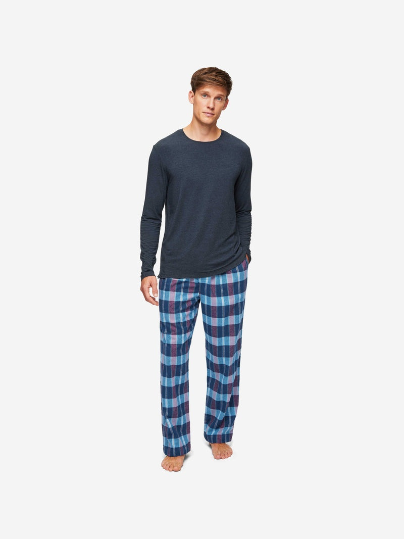Derek Rose Men's Lounge Trousers Kelburn 29 Brushed Cotton Multi outlook