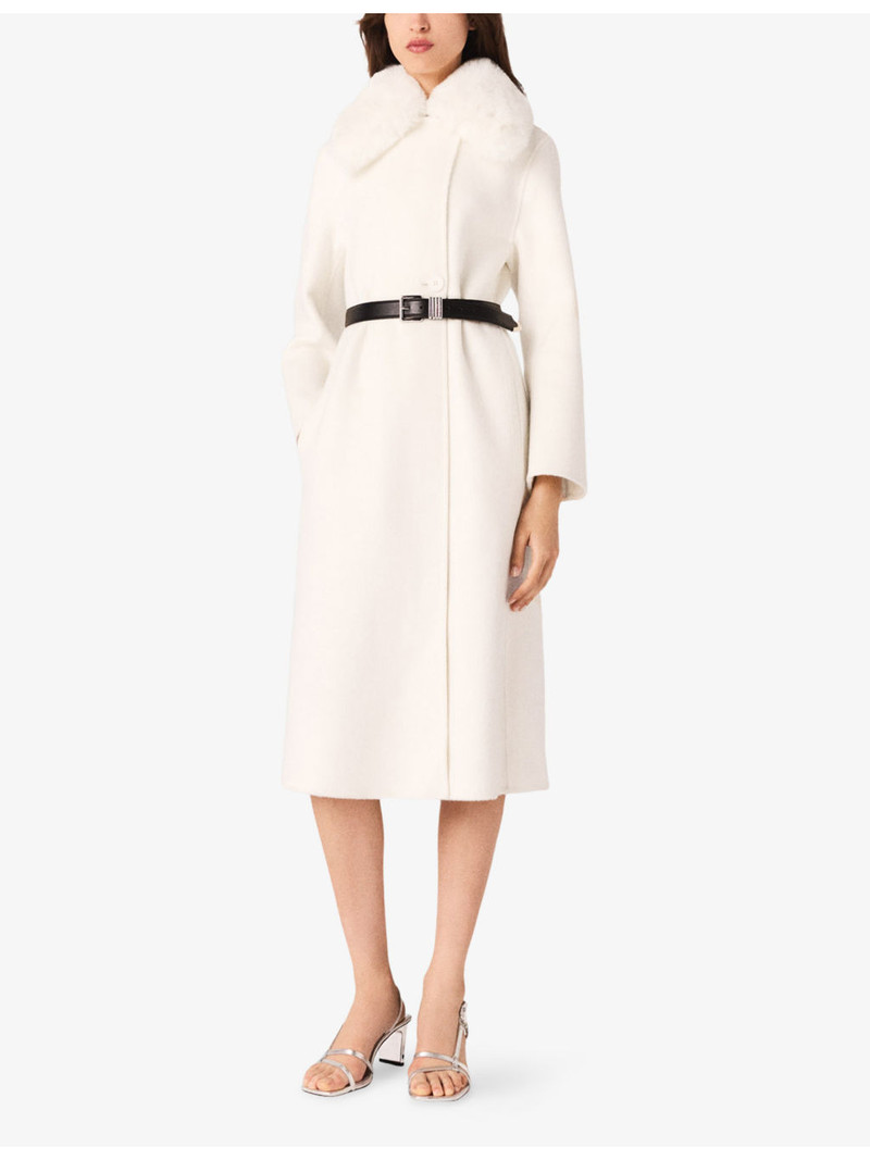 maje Removable-Collar Wool-Blend Coat outlook