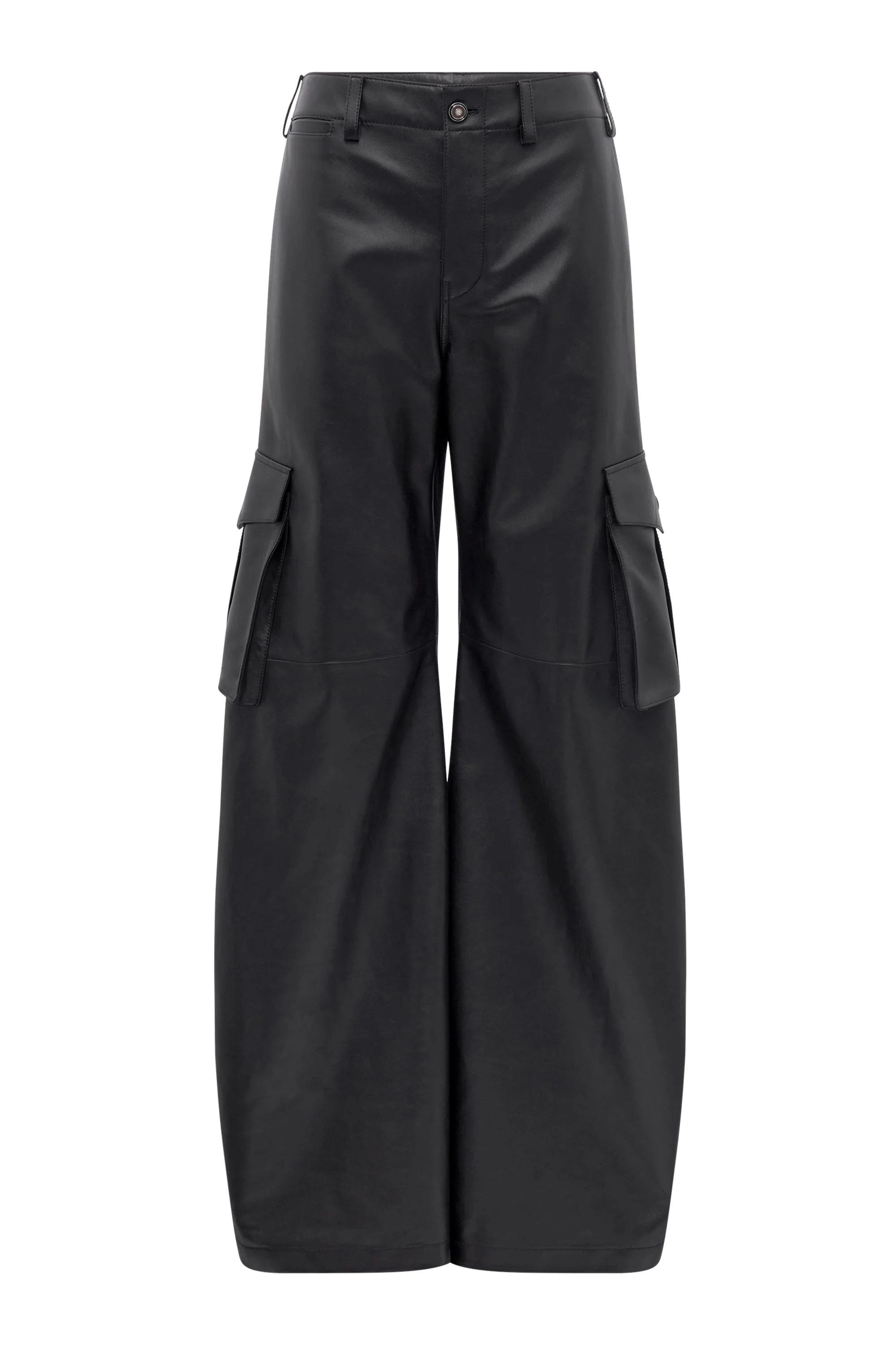 Eos Barrel-leg Cargo Pant in Black Soft Leather - 1