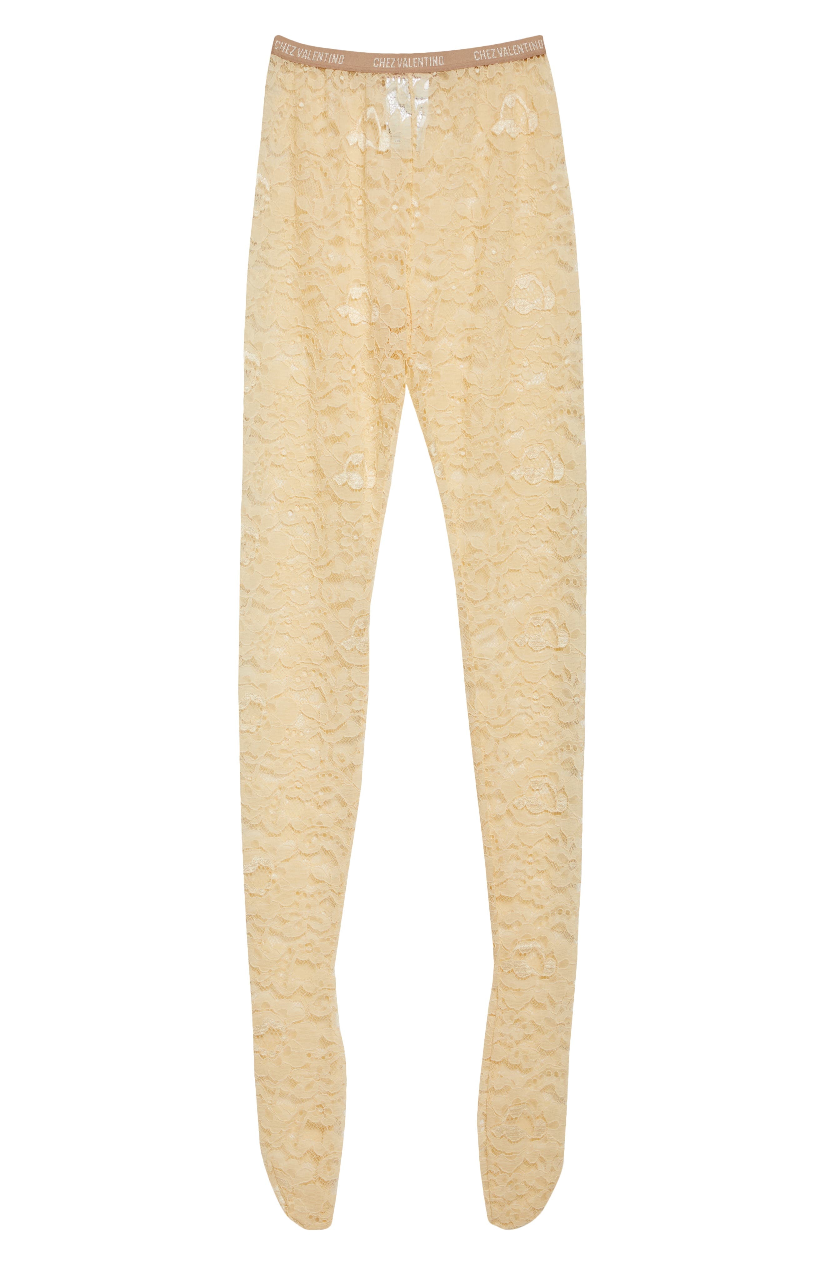 Valentino Garavani Sheer Floral Lace Tights in Betulla at Nordstrom - 1