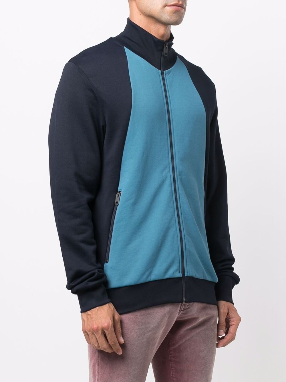 two-tone zip-up sweatshirt - 3