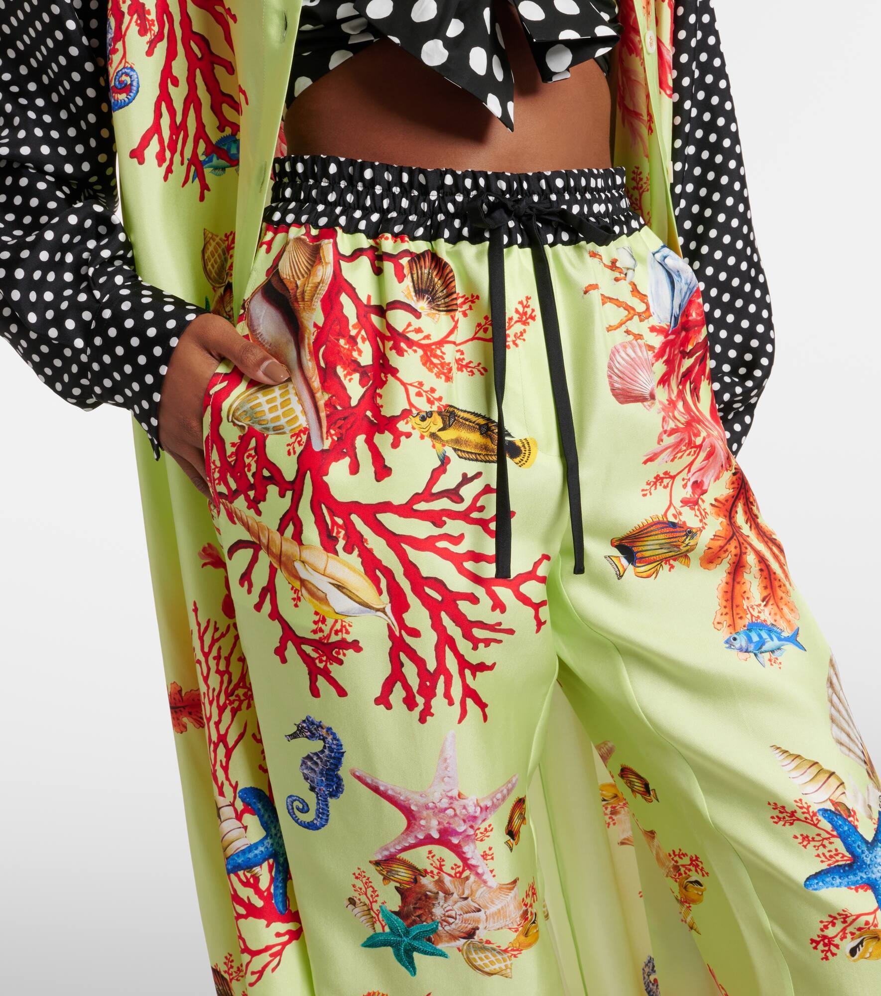 Capri printed silk wide-leg pants - 4