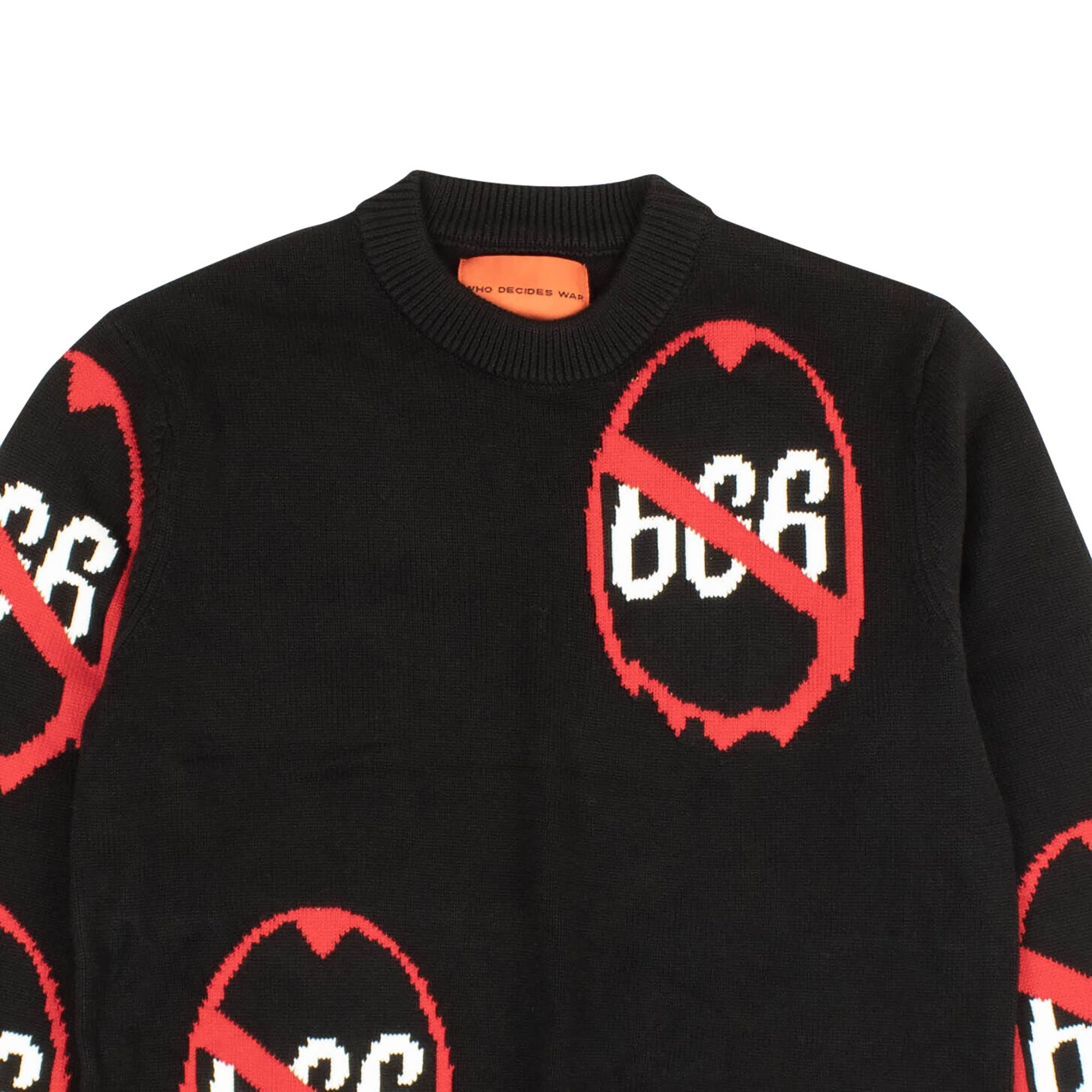 Who Decides War Anti 666 Knit Crewneck Sweater 'Black' - 3