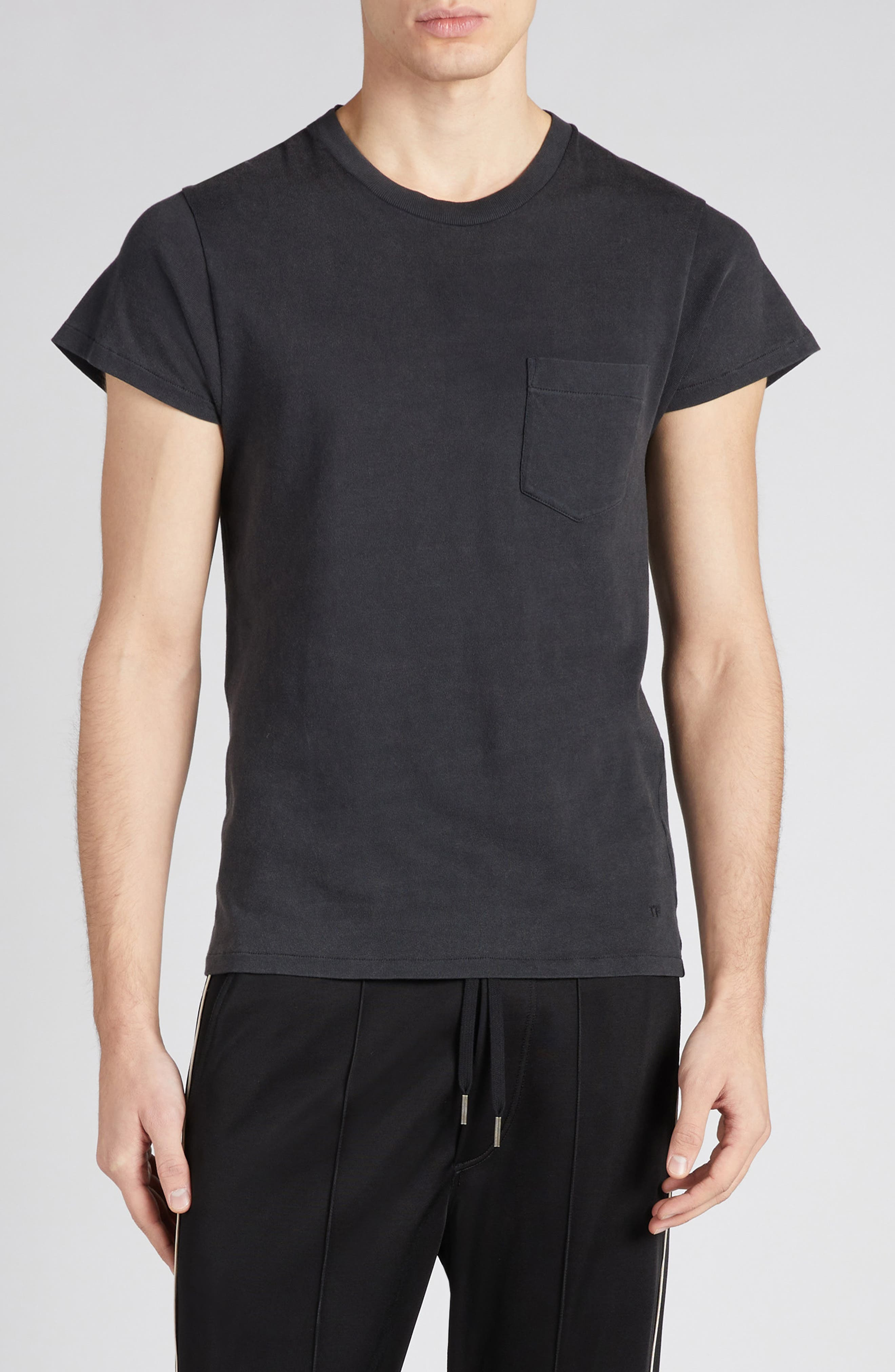 TOM FORD Cold Dye Cotton Pocket T-Shirt in Charcoal at Nordstrom - 1