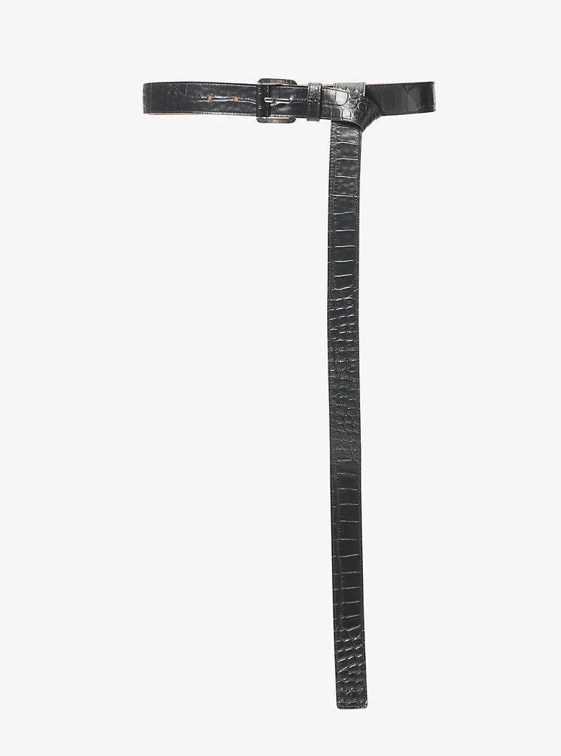 Jodi Crocodile Embossed Leather Belt - 1