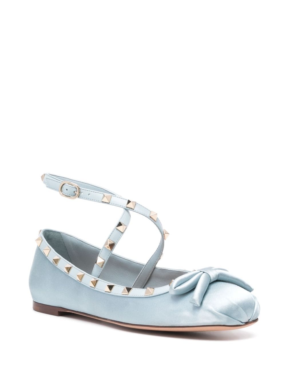 Rockstud-embellished satin ballet flats - 2