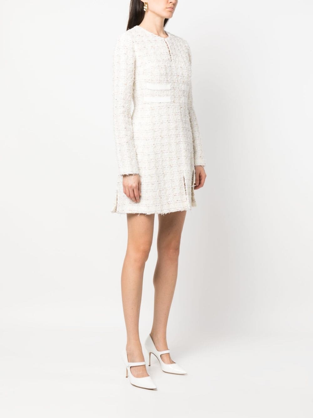 long-sleeve tweed minidress - 3