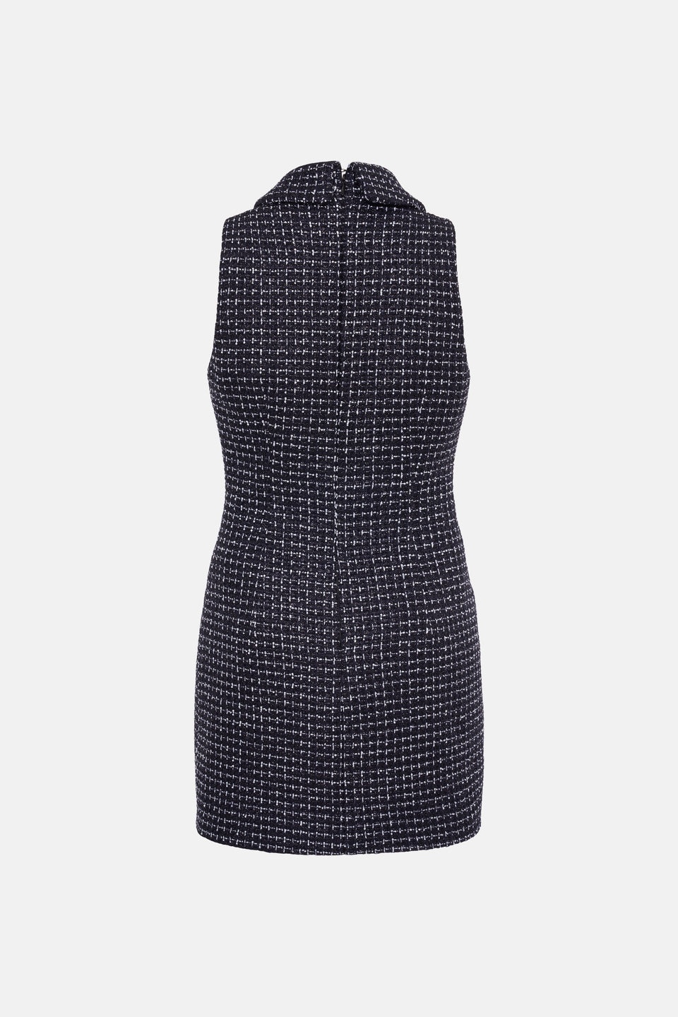 SEQUIN CHECKED TWEED SLEEVELESS MINI DRESS - 2