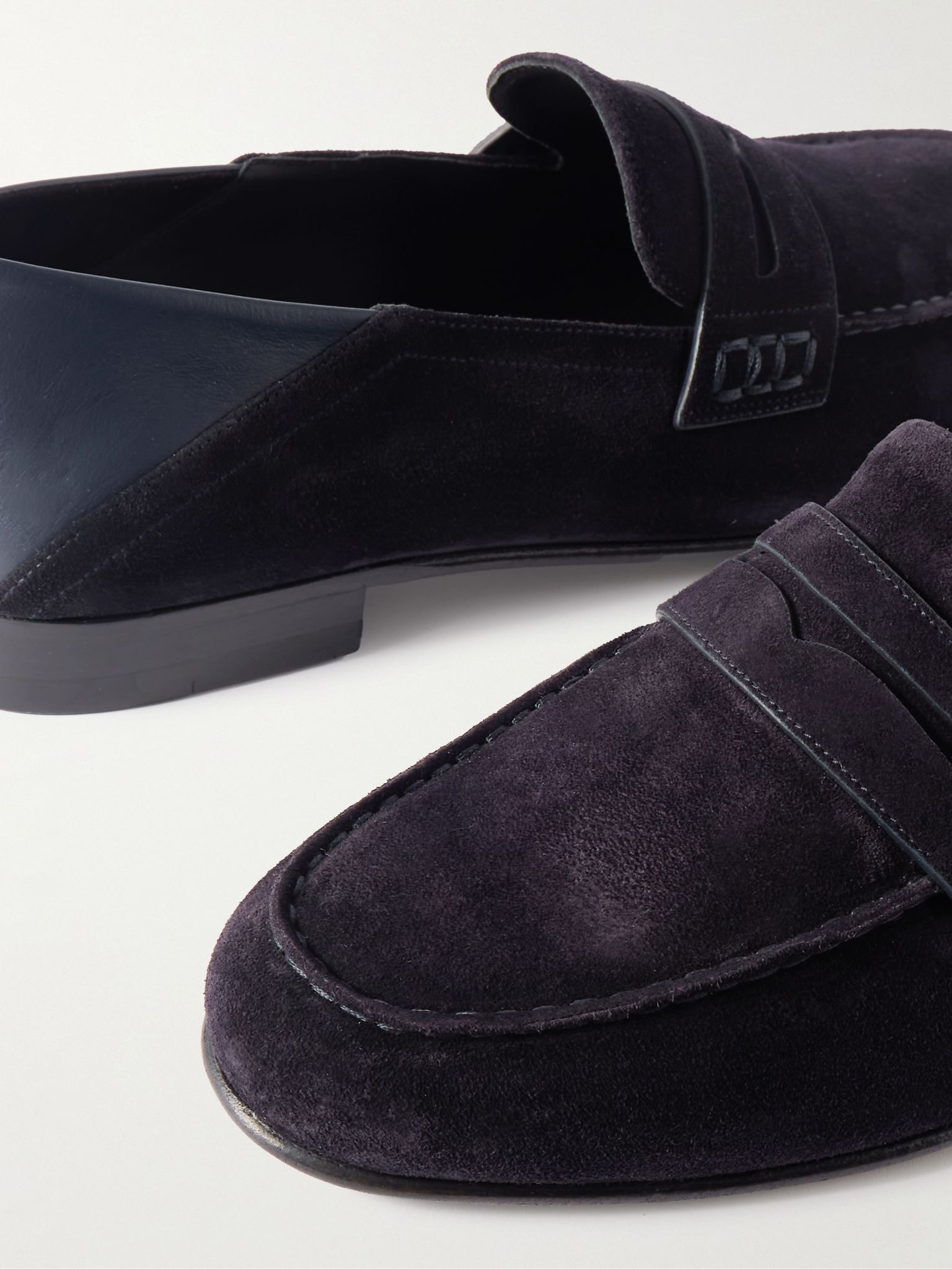 Plymouth Collapsible-Heel Suede and Leather Penny Loafers Navy - 5