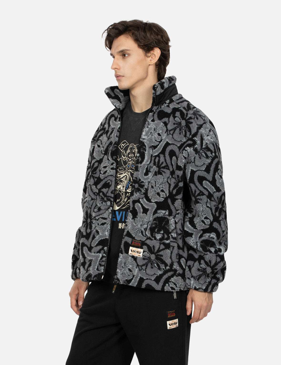 ALLOVER SEAGULL AND KAMON JACQUARD LOOSE FIT SHERPA JACKET - 7