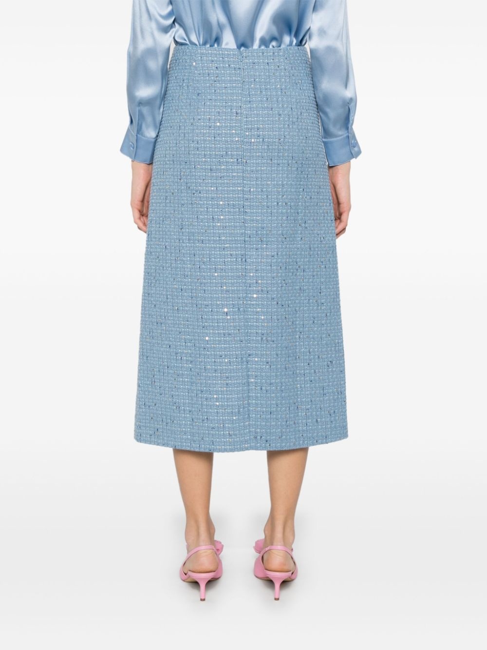 sequin-embellished tweed midi skirt - 4