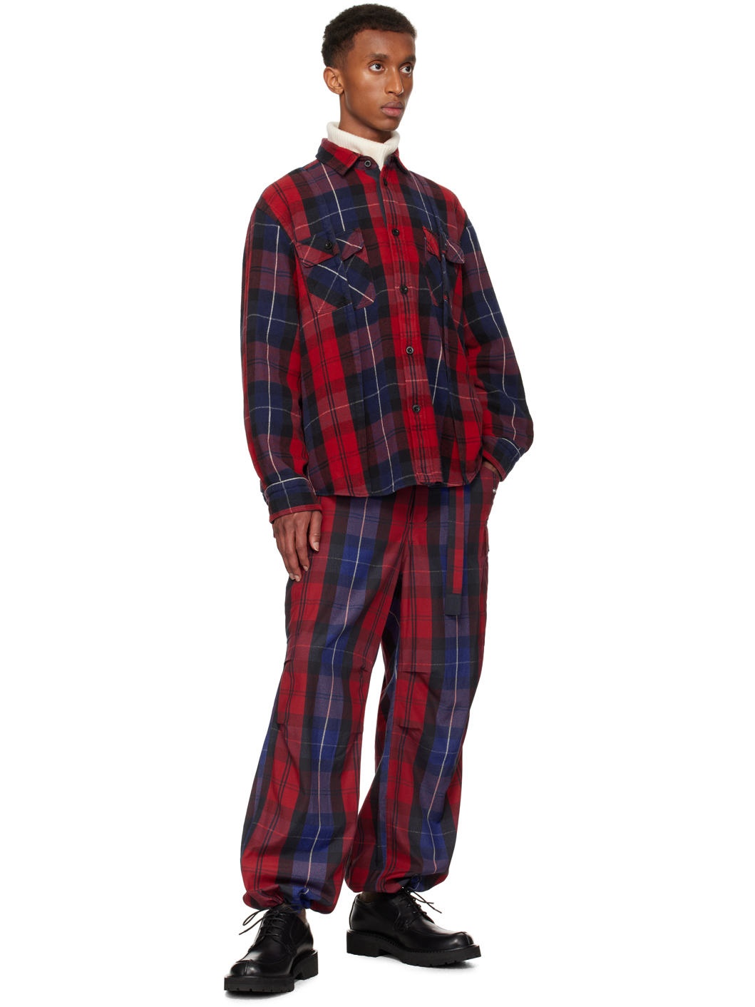 SSENSE Exclusive Red Plaid Cargo Pants - 4