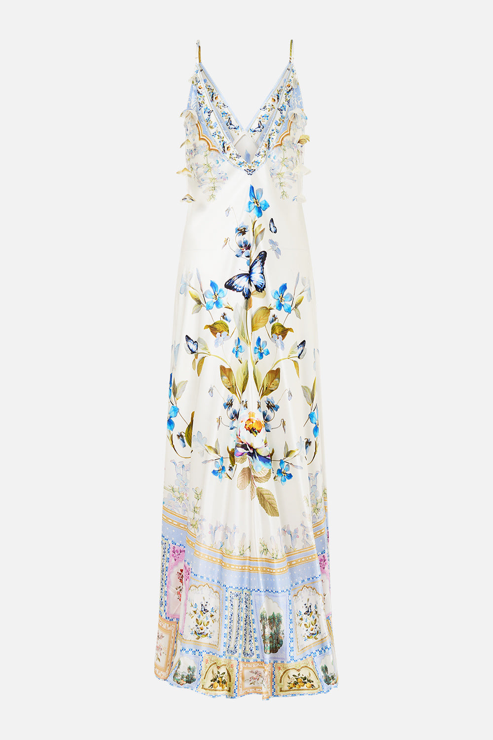 V-NECK LONG BIAS SLIP DRESS WITH TRAIN - 8