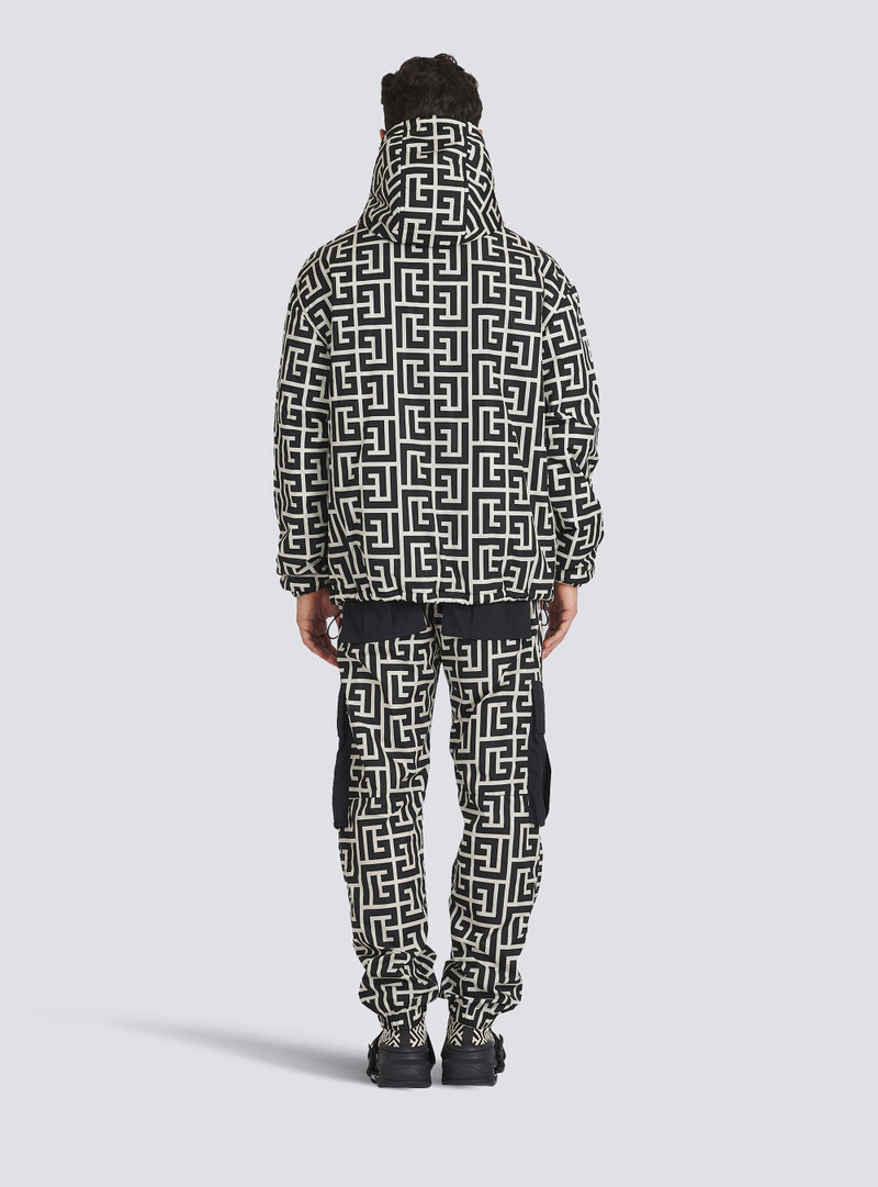 Hooded nylon jacket with maxi Balmain monogram 4