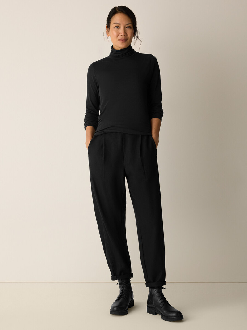 Sheer Cotton Blend Knit Turtleneck Top 3