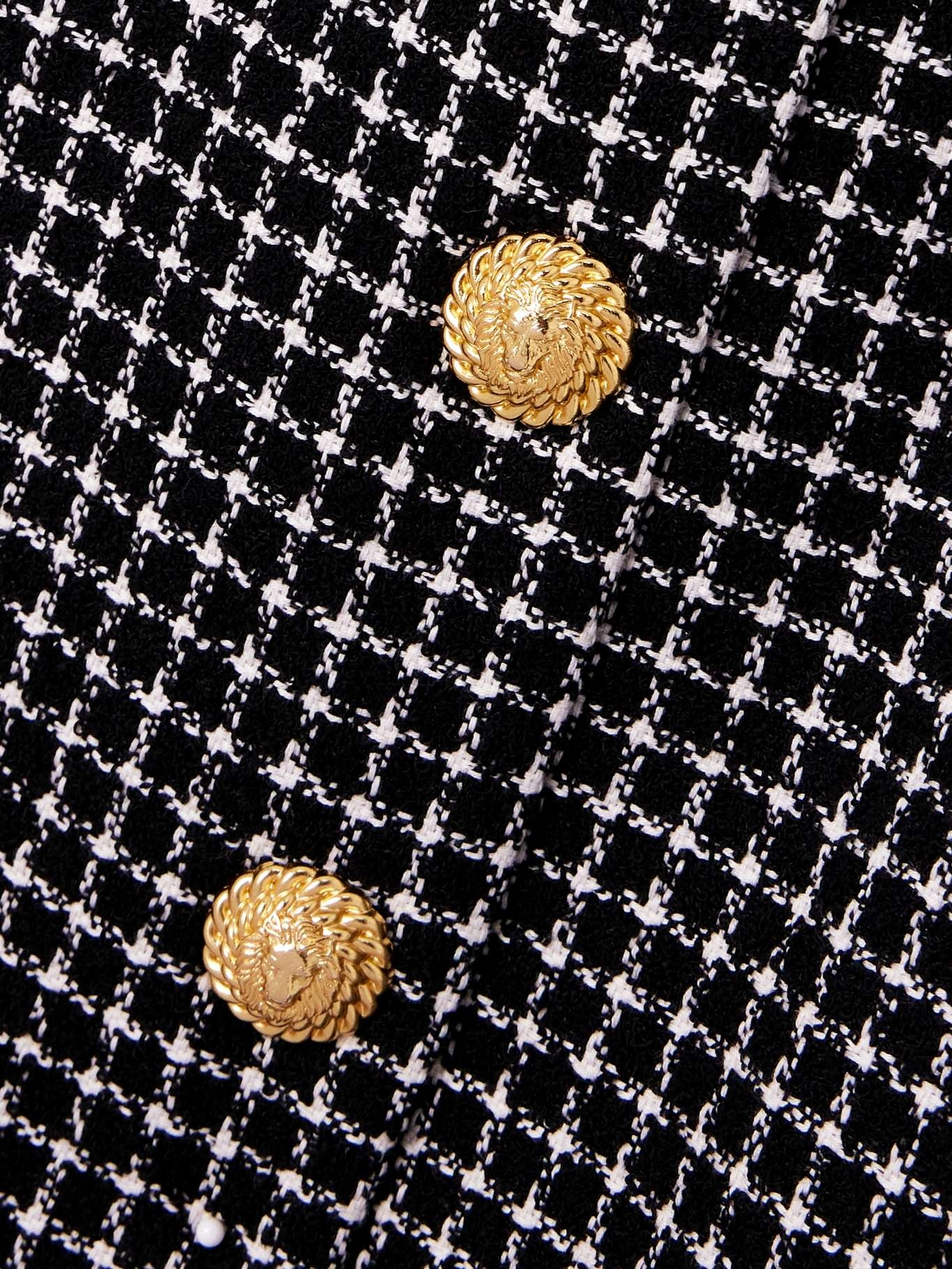 Vichy button-embellished cotton-blend tweed mini skirt - 4