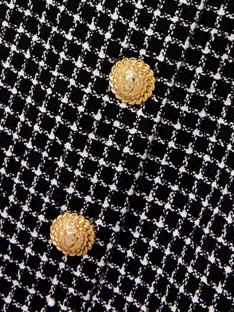 Vichy button-embellished cotton-blend tweed mini skirt 4