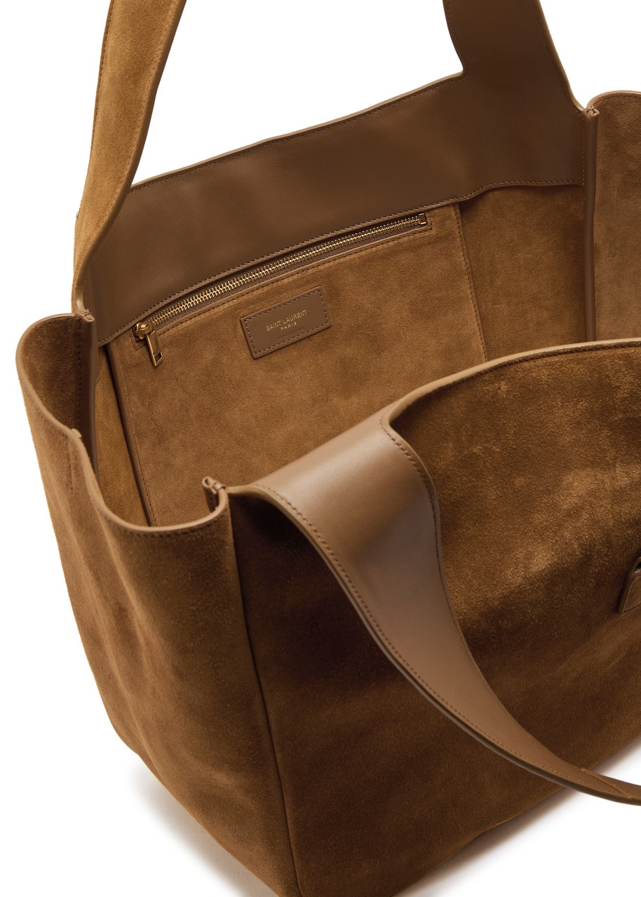Saint Laurent Logo Suede Cabas Tote - 4
