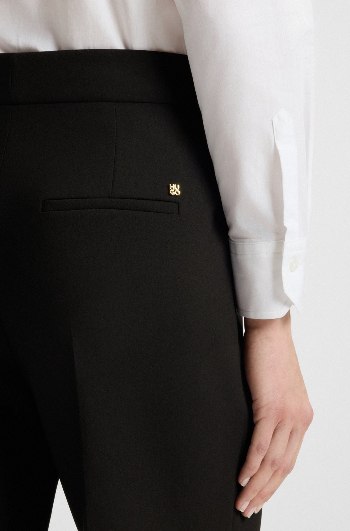 REGULAR-FIT PANTS WITH WIDE LEG IN STRETCH FABRIC - 5