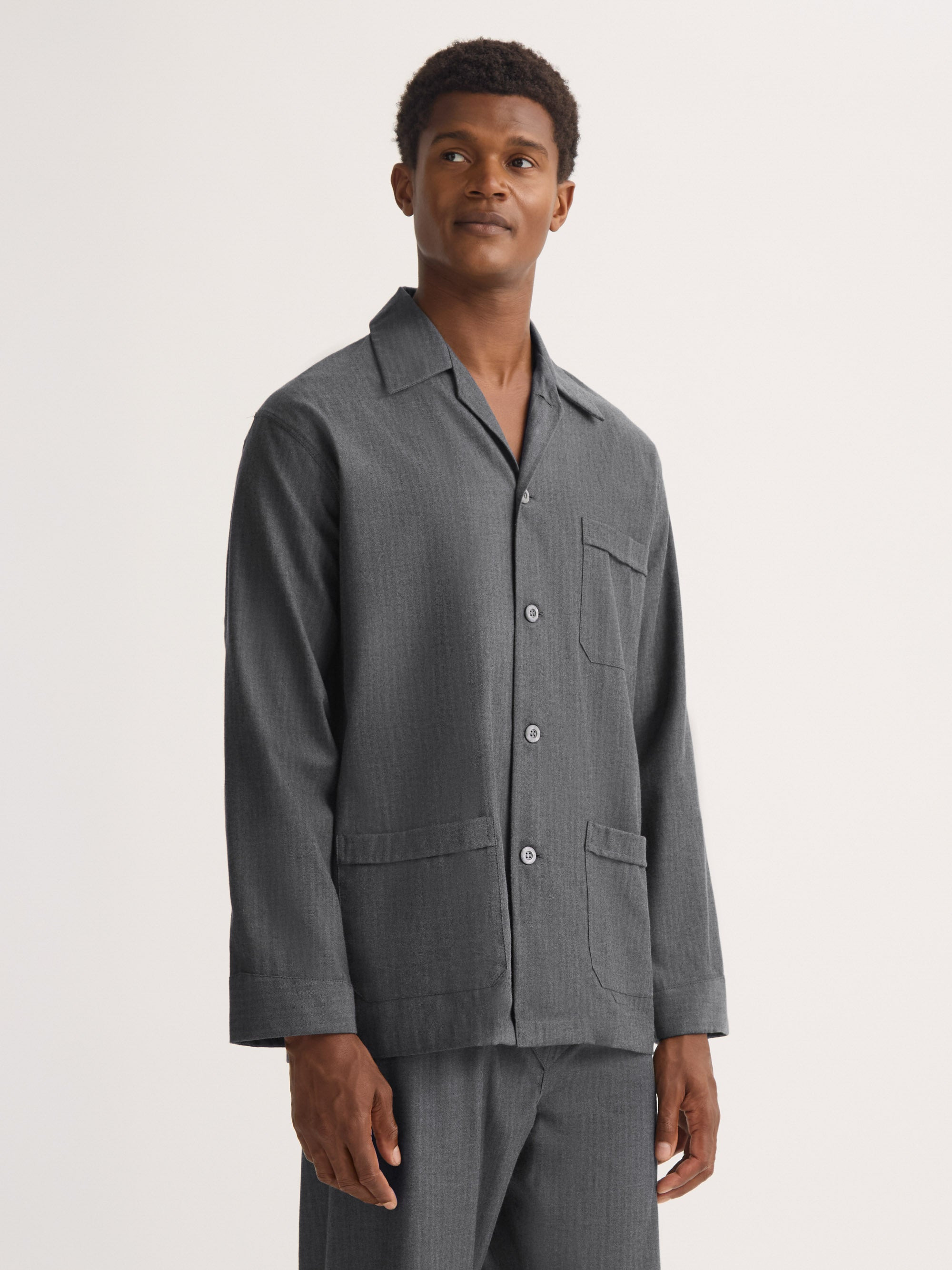Men's Classic Fit Pajamas Balmoral Brushed Cotton Charcoal - 5