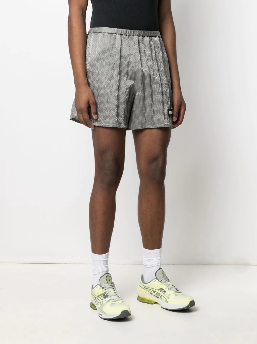 geometric-patterned track shorts - 3