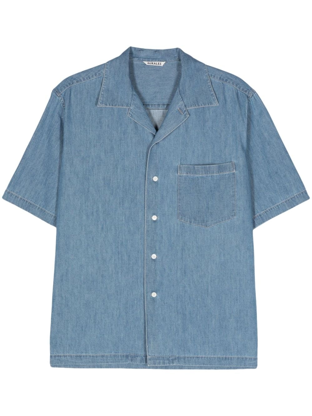 short-sleeved denim shirt - 1