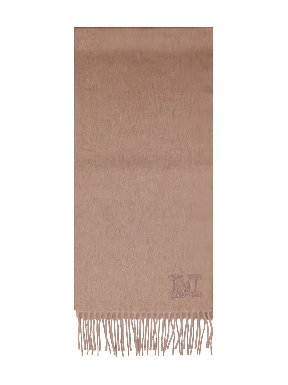 embroidered-logo fringed scarf - 1