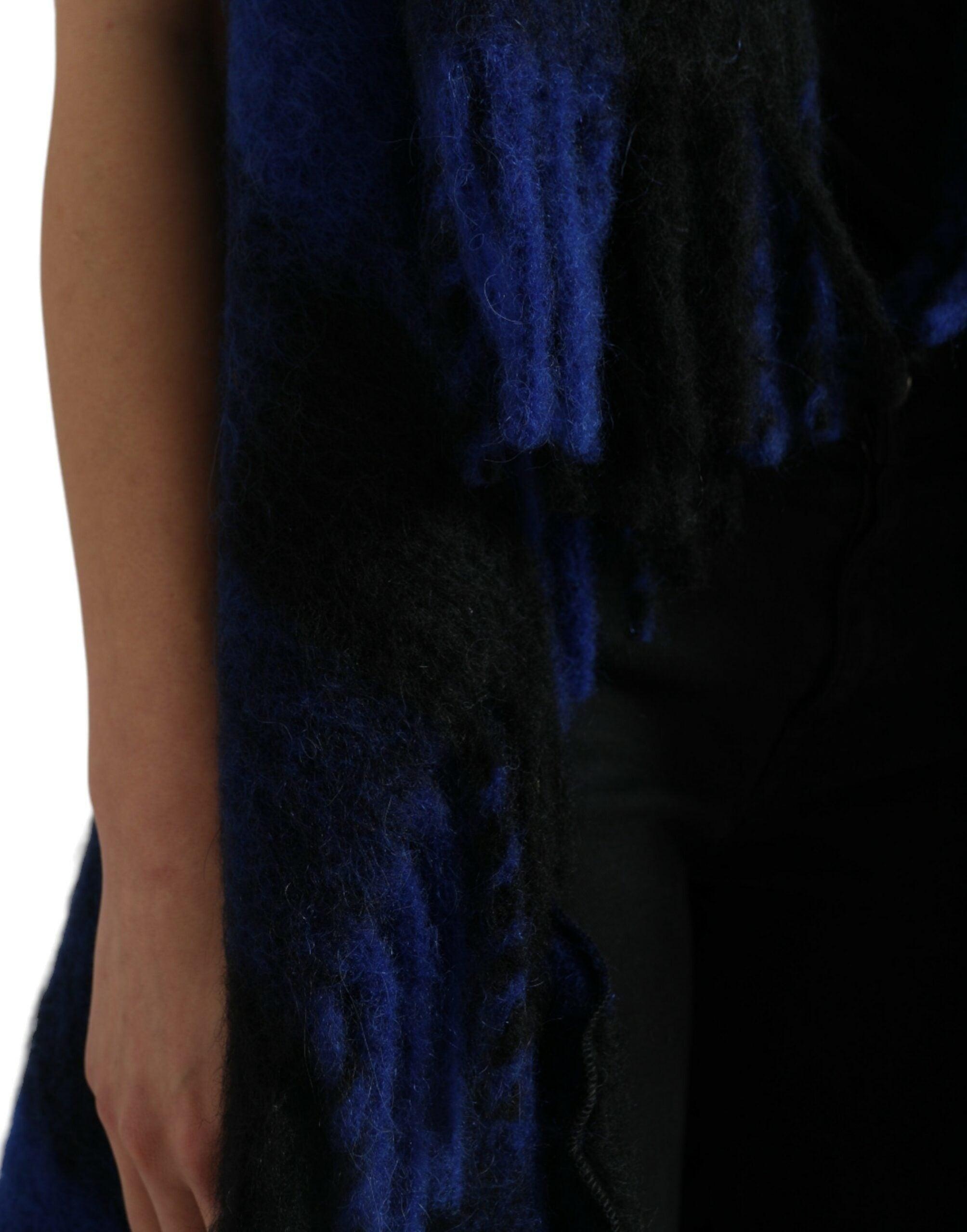 Dolce & Gabbana Black Blue Buffalo Check Poncho Coat Sweater - 5